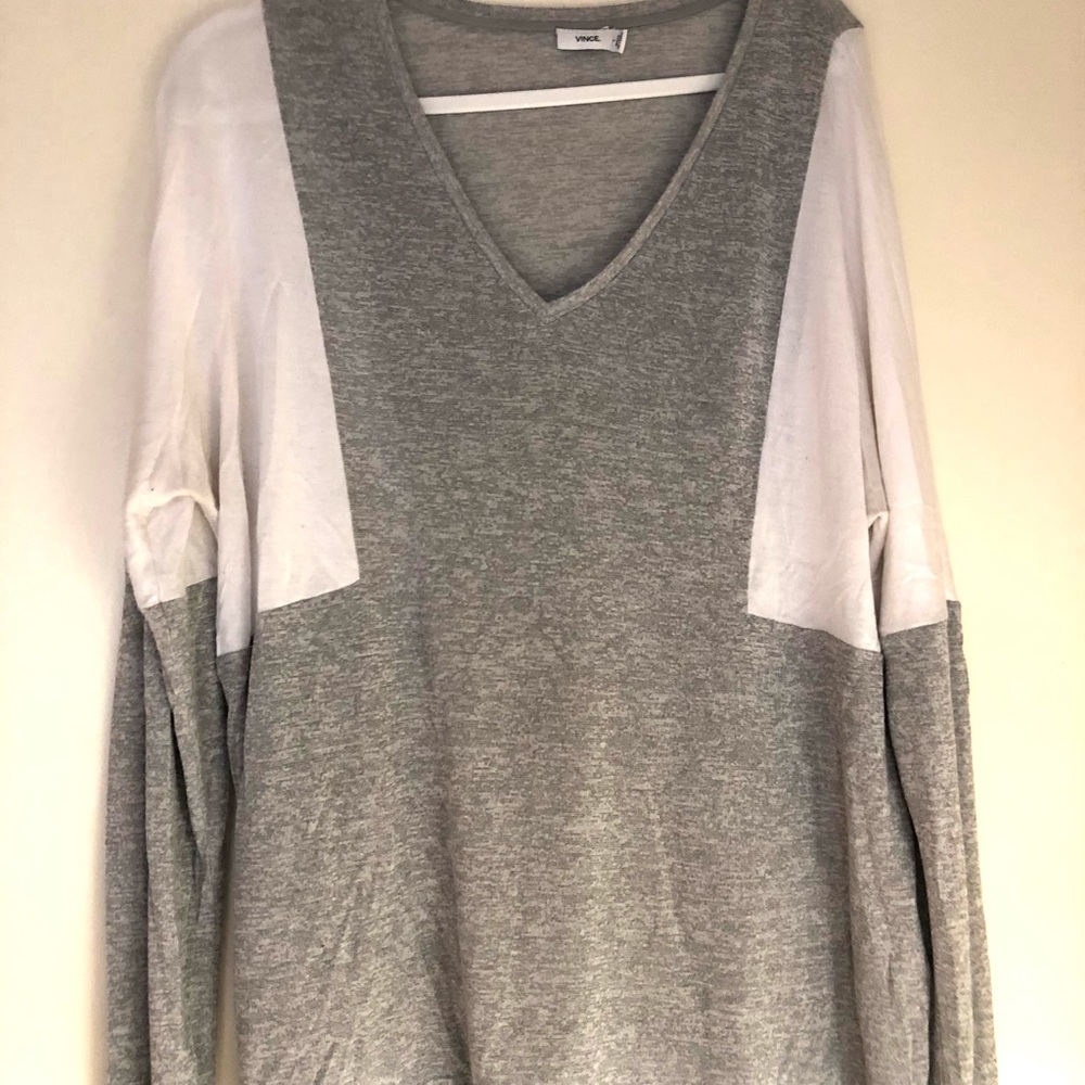 Vince Color Block White/Grey Sweater